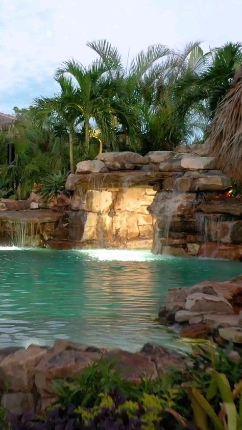 Insane Grotto Gallery | Lucas Lagoons Big Pool Designs, Grotto Design Backyards, Pool Grotto, Pools With Grottos, Grotto Design Ideas, Lagoon Pool Backyard, Pool Designs With Grotto, Mermaid Grotto, Grotto Slide Pool