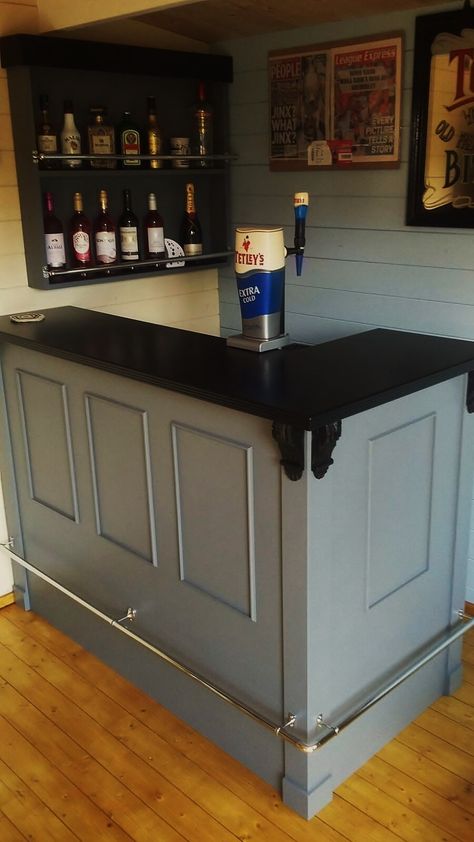 Game Room And Bar Ideas, Small Basement Corner Bar, Basement Bar Colors, Small Indoor Bar Ideas, Black Bar Ideas For Home, Basement Bar Corner, Small Garage Bar, Small Garage Bar Ideas, Interior Garage Ideas