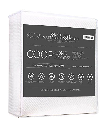 Lulltra Waterproof Mattress Protector by Coop Home Goods – Cooling Waterproof Hypoallergenic Topper- Queen Size Cover- White -15 year warranty. Even the littlest stain could void your sleeping cushion guarantee. Our bedding cushions offer a definitive assurance for your sleeping pad from mishaps. Our sleeping cushion cover is 100% waterproof and ensures against sweat, incontinence, pets, and whatever other liquids that could void your bedding guarantee. The Polyester and Rayon Viscose got from Waterproof Mattress Cover, Mattress Protectors, California King Mattress, Natural Mattress, Twin Mattress Size, Queen Mattress Size, Mattress Cover, King Size Mattress, Mattress Pads