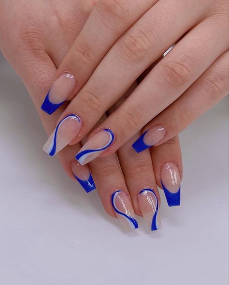 Barcelona Nails, French Bleu, Feet Nail Design, Abstract Nails, Cute Acrylic Nail Designs, Work Nails, Nail Art Ombre, Fancy Nails, French Tip Nails