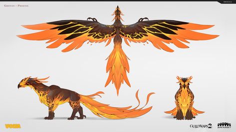 ArtStation - Griffon - Phoenix Skin, Sam Santala Fantastic Animals Drawing, Monsters Rpg, Kurama Susanoo, Beast Creature, Guild Wars 2, Phoenix Art, Arte Van Gogh, Creature Artwork, Mythical Animal