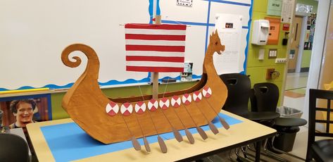 Cardboard Viking Ship, Viking Longboat, 4 Grade, Ship Craft, Ship Model, Viking Ship, Anglo Saxon, Model Ships, The Classroom