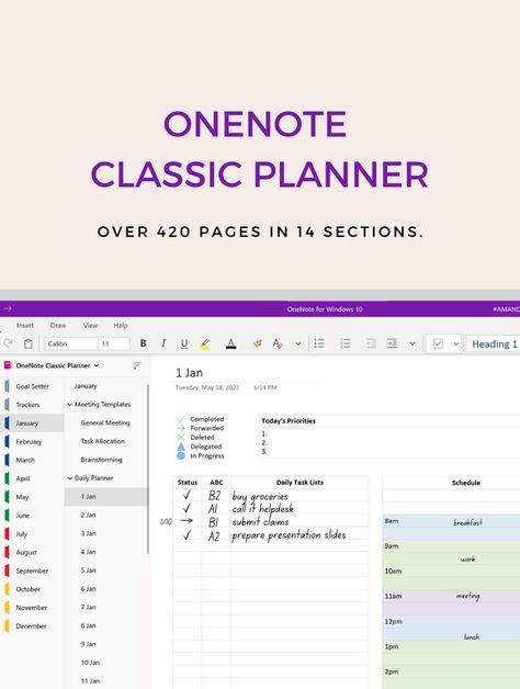 OneNote Template | digital planner, task list, windows surface pro, daily to do list, franklin officeplanner #polyglotplanner🗓. Onenote Planner Templates Free, Onenote Notes, Note Tutorial, Windows Surface Pro, Canva Journal, Onenote Planner, Onenote Template, Franklin Planner, Windows Surface