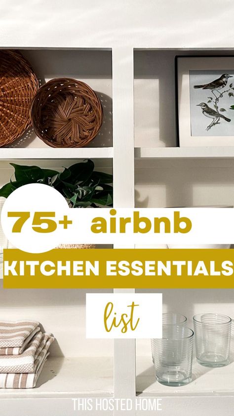 airbnb kitchen essentials First Home Kitchen Essentials, Airbnb Kitchen Checklist, Air Bnb Kitchen Essentials, Air Bnb Kitchen Set Up, Airbnb Kitchenette Ideas, Airbnb Kitchen Decor, Airbnb Kitchen Ideas, Airbnb Kitchen Essentials, Room Ideas Bedroom Cozy