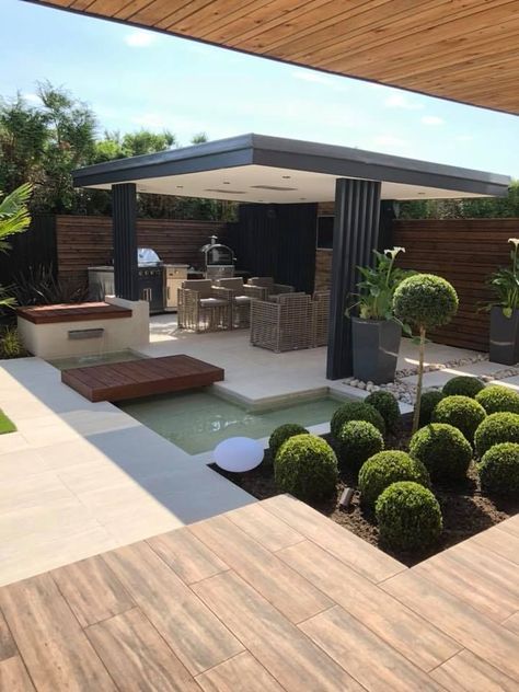 Modern Backyard Landscaping, Back Garden Design, Backyard Pool Landscaping, Backyard Remodel, Casa Exterior, Modern Backyard, Home Garden Decor, Have Inspiration, Outdoor Gardens Design