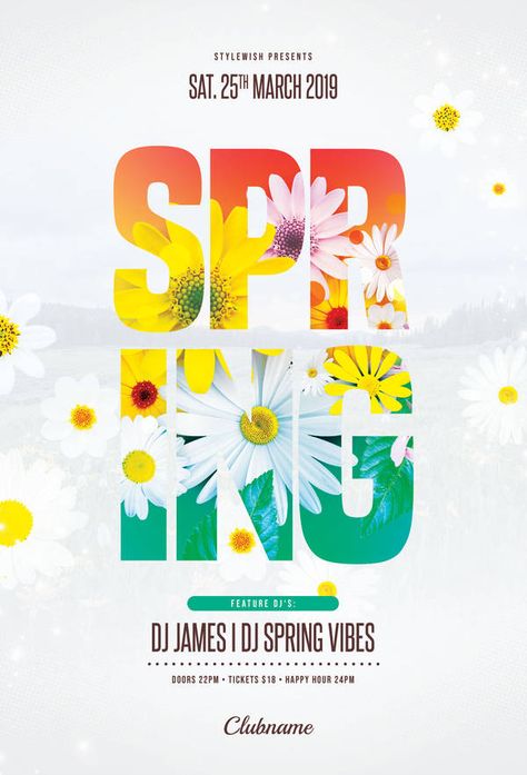 Spring Flyer by styleWish. Download the PSD design for $9 at Graphicriver. Spring Ads Design, Spring Advertising Design, Happy Poster Design, Spring Design Poster, Spring Flyer Design, Spring Event Poster, Spring Email Design, Spring Design Graphic, Spring Poster Design