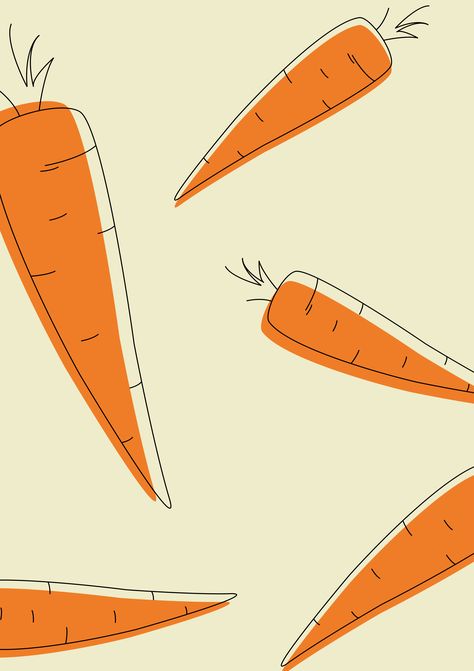 Carrot seamless pattern. Vegetables illustration background. Simple lines. Minimalism. Illustration Background Simple, Abstract Vegetables, Fitness Widget, Carrot Graphic, Carrot Wallpaper, Vegan Branding, Carrot Illustration, Vegetables Drawing, Vegetables Illustration