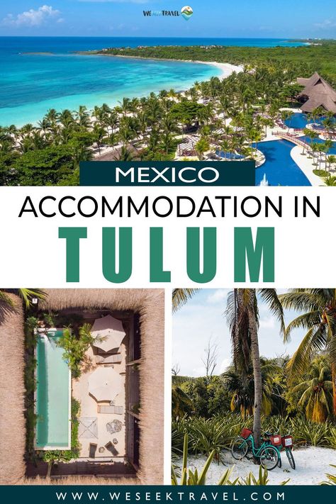 There are two areas which are best to stay in while you're in Tulum. This Tulum accommodation guide will help you plan where to stay in Tulum for white sand beaches, budget stays, or unique tree house cabins for a much more relaxed and laid-back travel scene than nearby Cancun. | best places to stay in tulum mexico | tulum best places to stay | best beach hotels in tulum | tulum mexico resorts boutique hotels | where to stay in tulum mexico hotels | luxury hotels tulum Where To Stay In Tulum Mexico, Tulum Mexico Hotel, Tulum Mexico Resorts, Mexico Tulum, Tulum Travel, Hotels Luxury, Tulum Hotels, Mexico Travel Guides, Mexico Hotels