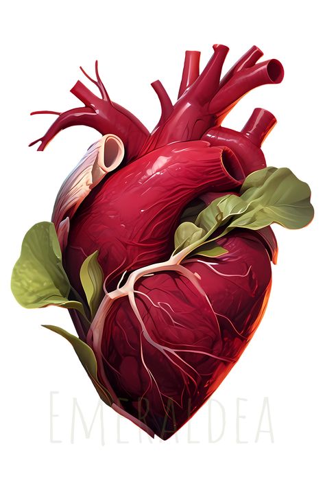 Hearbeet Bloom, organic botanical vegetable anatomy pun - stickers, pillow, notebook Heart Surrealism, Human Heart Painting, Heart Mural, Human Heart Art, Anatomy Puns, Cutout Poster, Pun Stickers, Anatomical Heart Art, Laboratory Design