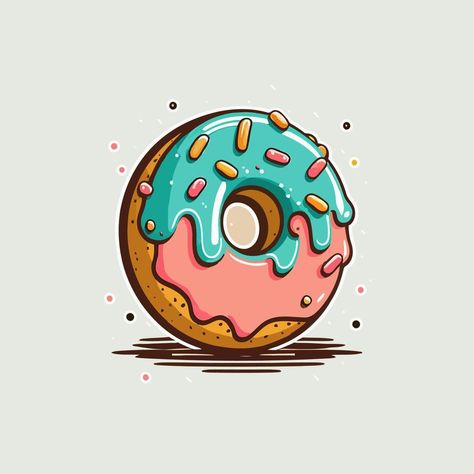 donut bakery store logo cartoon doughnut icon or label and cafe menu Donut Images, Donut Drawing, Donut Cartoon, How To Draw Anything, Donut Logo, Donut Art, Donut Vector, Food Pillows, Bakery Store