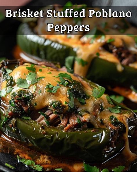 Brisket Stuffed Poblano Peppers – Tnextrecipes Beans And Vegetables, Stuffed Poblanos, Poblano Peppers Recipes, Rice Black Beans, Ground Beef Rice, Chili Relleno, Beef Rice, Poblano Peppers, Chicken Enchilada Casserole