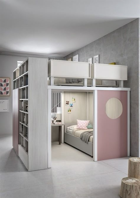 A Loft Bed, Teenage Room Decor, Italian Furniture Modern, Teen Bedroom Designs, Girl Bedroom Designs, Folding Furniture, Small Room Design, Teen Room Decor, Furniture Couch