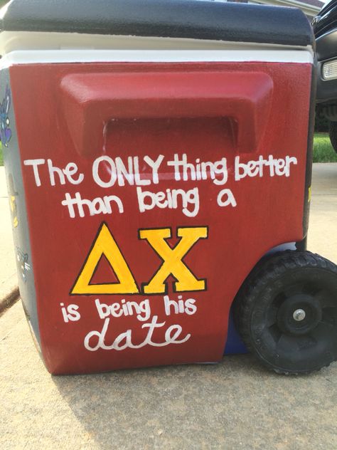 Delta Chi cooler Delta Chi Fraternity, Chi Phi Cooler, Delta Chi Cooler, Brozarks Cooler Ideas, Delta Chi Frat Cooler, Mountain Weekend Cooler, Bf Things, Frat Formal, Formal Cooler Ideas