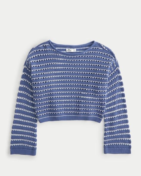 Women's Easy Crochet Crew Sweater | Women's Tops | HollisterCo.com Hollister Clothes, Cute Coverups, Cute Cover, Crochet Style, Insta Pics, Beach Vacations, Sweater Women's, Teen Clothing, Cute Sweaters