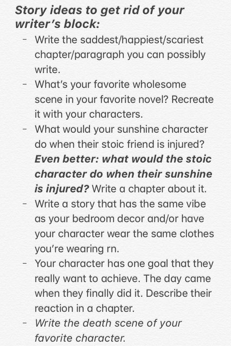 How To Write Feelings, How To Write Guilt, Good Writing Ideas, How To Get Out Of A Writing Slump, Themes To Write About, How To Write Fanfiction Tips, Writing Mental Breakdowns, Things To Add To Your Story, How To Get Out Of Writers Block