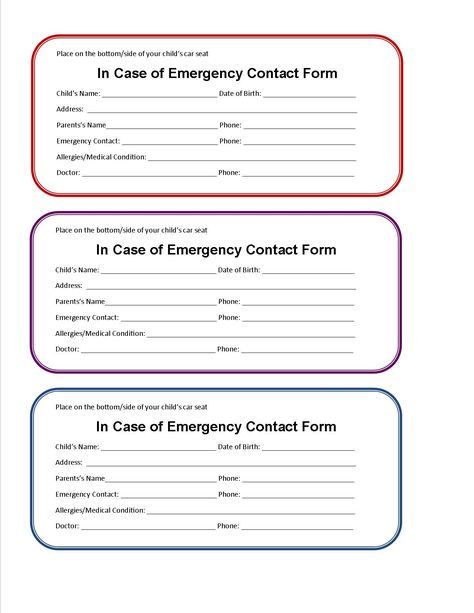 Contact Card Template, Emergency Contact Form, Emergency Contact List, Daycare Forms, Contact Card, Id Card Template, Student Information, Card Templates Free, Emergency Contact