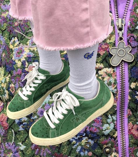 Golf Shoes Tyler The Creator, Golf Converse, Tyler The Creator Shoes Converse, Golf Le Fleur X Converse, Tyler The Creator Golf Wang, Converse One Star Golf Le Fleur, Golf Le Fleur Converse, Artsy Shoes, Golf Wang