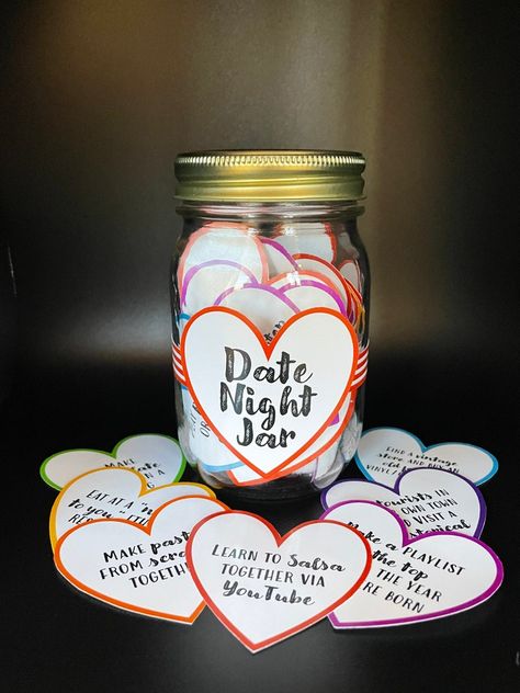 108 Date Night Jar Cards Tokens Date Ideas Love Tokens Gift - Etsy Canada Date Night Out Ideas, Date Night In Ideas, Free Date Night, Dessert Night, Night Jar, Date Night Jar, Date Night Gifts, Diy Anniversary Gift, Diy Anniversary