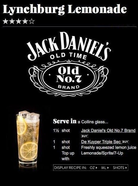 Jack Daniels Mixed Drinks, Jack Daniels Drinks, Lynchburg Lemonade, Lemonade Cocktail Recipe, Best Mixed Drinks, Champagne Cocktails, Lemonade Cocktail, Mixed Drinks Alcohol, Liquor Drinks