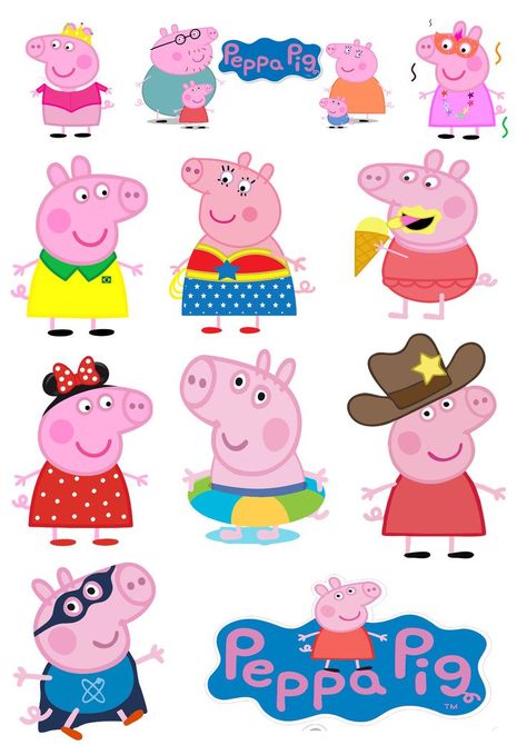 Peppa Pig Car, Peppa Pig Cupcake Topper, George Pig Party, Peppa Pig Birthday Decorations, Peppa Pig Stickers, Peppa Pig Cupcakes, Peppa Pig Cake Topper, Minion Stickers, Pig Cupcakes