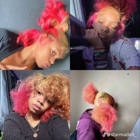 Pink Sisterlocks, Color Combinations Hair, Peekaboo Dyed Hair, Hair Dye Colors Ideas, Curly Hair Peekaboo Color, 4c Hair Ideas, Adore Hair Dye, Colors To Dye Your Hair, Brown And Pink Hair