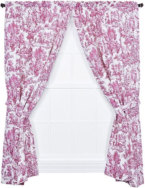 Amazon.com: Ellis Curtain Victoria Park Toile 68-Inch-by-54 Inch Tailored Panel Pair with Tiebacks, Blue : Home & Kitchen Toile Curtains, Traditional Curtains, Window Rods, Toile Pattern, Tier Curtains, Cotton Shower Curtain, Popular Decor, Drape Panel, Victoria Park