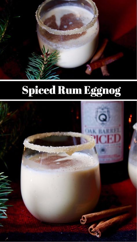 Spiced Rum Eggnog Eggnog And Rum, Eggnog And Rum Drinks, Egg Nog With Rum, Spiced Rum Eggnog Recipe, Egg Nogg, Eggnog Recipe Spiked, Spiced Rum Recipes, Eggnog With Rum, Spiced Rum Drinks