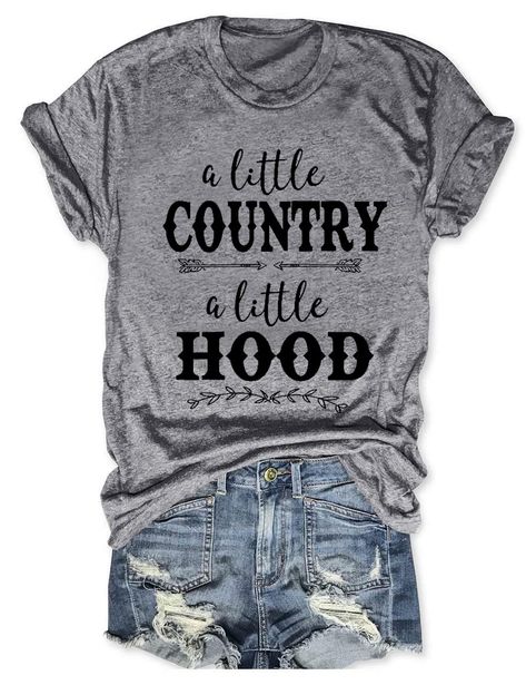 PRICES MAY VARY. Material: This funny band tee is made with high-quality fabric, Lightweitht but durable. The soft cotton blend makes it so comfortable to wear, Let you feel breathable in spring and early summer Features: A Little Country A Little Hood with funny letter print. short sleeves with round neck, loose fit style, country concert outfits, country music shits for women, rock roll tee shirts good for music lover, suitable for spring, summer,fall and winter Occasion: country Graphic shirt Cute Country Concert Outfits Fall, Orange Concert Outfit, Funny Band, Cute Country, Country Summer, Country Music Shirts, Leggings Shorts, Funny Letters, Queen Shirts