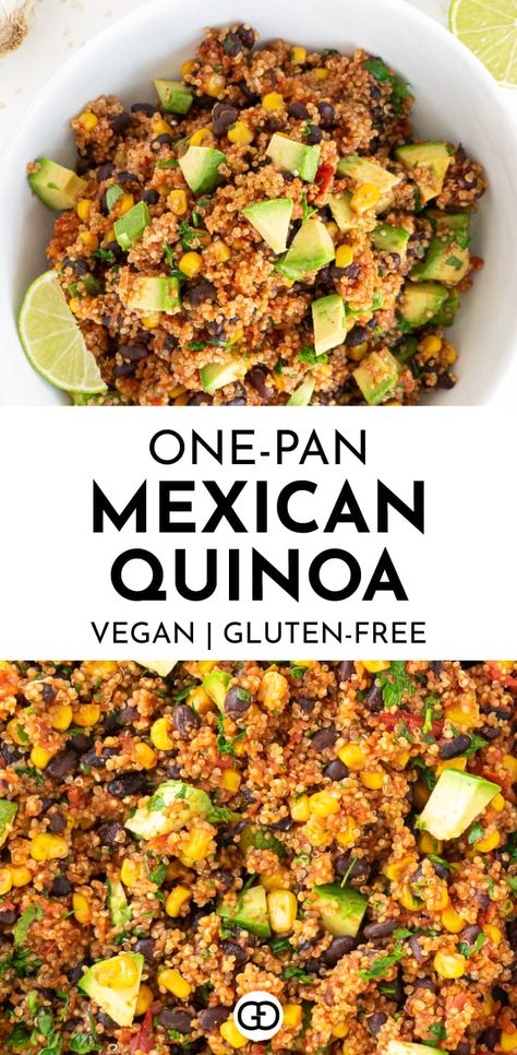 One of my favorite quinoa recipes: a delicious one-pan quinoa recipe, ready in 30 minutes. Healthy, vegan, gluten-free, dairy-free #quinoa #quinoarecipes #onepanrecipe #veganrecipes Whole 30 Quinoa Recipes, Bean And Quinoa Recipes, Easy Vegan Quinoa Recipes, Healthy Recipes With Quinoa, Healthy Quinoa Recipes, One Pan Mexican Quinoa, Legume Recipes, Grains Recipes, Quinoa Recipes Easy