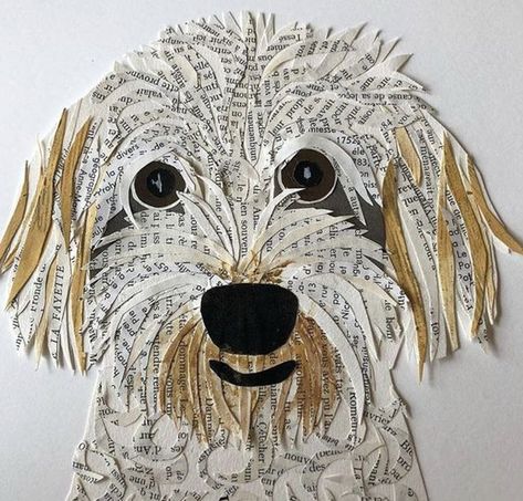 Kollage Konst, Doodle Portrait, Portrait Collage, Animal Art Projects, Newspaper Art, Collage Art Projects, Seni 2d, Paper Collage Art, Golden Doodle