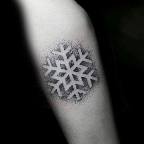 Negative space dot-work snowflake tattoo Snowflake Tattoo, Winter Tattoo, Snow Tattoo, Bow Tattoo Designs, Snow Flake Tattoo, Tattoo Dotwork, Tattoo Mandala, Dot Tattoos, Cool Chest Tattoos