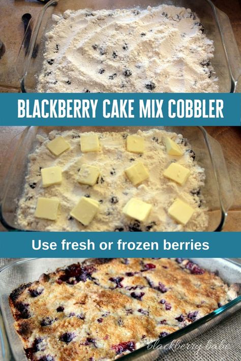 Cobbler Recipes With Frozen Fruit, Blackberry Cobbler Crumble, Dump Cake Cobbler Recipes, Frozen Blackberries Recipes, Peach And Blackberry Dump Cake, Easy Blackberry Cobbler With Pie Crust, Easy Blackberry Cobbler Recipe 4 Ingredients, Dewberry Dump Cake, Dump Berry Cobbler