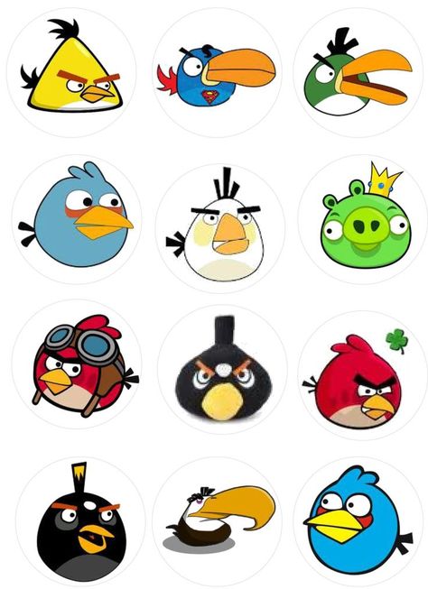 Angry Birds for cupcakes | cartoon and game printables | Pinterest Angry Birds Printables, All Angry Birds, Angry Birds Cupcakes, Angry Birds Characters, Angry Birds Stella, Homemade Face Paints, Bird Birthday Parties, Angry Birds Cake, Angry Birds Party