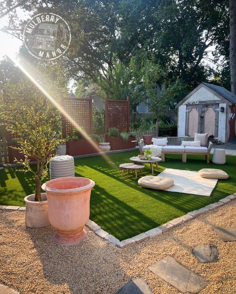 before & after cost breakdown turf total materials cost: $1975 LIFEPROOF WITH PETPROOF TECHNOLOGY TURF:  $3.50 / sqft X 352... Small Turf Backyard Ideas, Backyard Before And After, Artificial Turf Backyard, Yard Before And After, Spanish Patio, Turf Backyard, Privacy Planter, Cheap Backyard, Backyard Garden Landscape