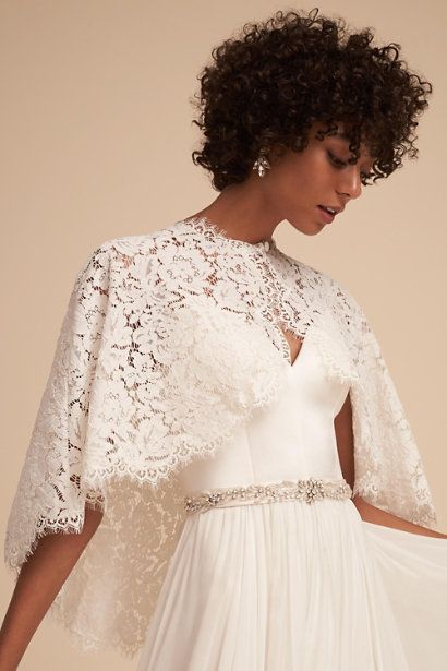 Jenny Packham, Bridal Outerwear, Lace Capelet, Bridal Capelet, Bhldn Wedding Dress, Capelet Dress, Bridal Bolero, Anthropologie Wedding, Mod Wedding