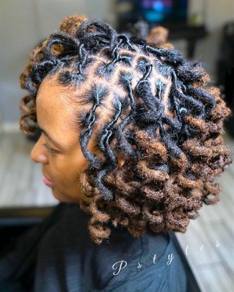 Hairstyle For Short Dreads Black Women, Soft Locs Hairstyles Half Up Half Down, Long Loc Retwist Styles, Fall Loc Hairstyles, Loc Styles Curly Ends, Locs Hairstyles For Women Curls, Curly Dreads Hairstyles, Mid Length Dread Styles, Bridesmaid With Locs