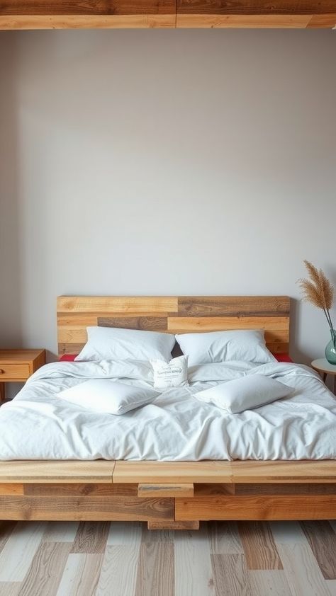 20 Creative Pallet Wood Bed Frame Ideas for a Rustic Bedroom Makeover - Upcycled Around Town Wood Pallet Bed Frame, Wood Bed Frame, Frame Ideas, Wood Bed, Rustic Bedroom, Pallet Wood, Bed Frames, Wood Pallets, Bedroom Makeover