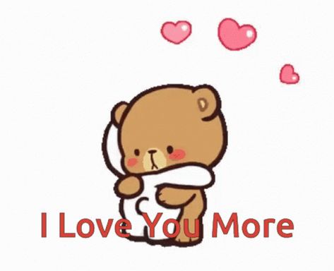 Love You More Meme, Milk And Mocha Bear, Good Night Angel, Love You More Quotes, Hearts Gif, Hugs And Kisses Couples, Milk And Mocha, I Miss Your Voice, I Love You Animation