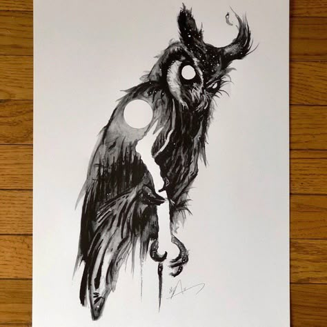 Ghost Owl Tattoo, Viking Owl Tattoo Design, Skeleton Owl Tattoo, Evil Owl Tattoo Design, Night Owl Tattoo Design, Nordic Owl Tattoo, Goth Owl Tattoo, Scary Owl Tattoo, Norse Owl Tattoo