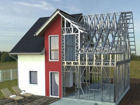 Metal Shop Building, Metal Building Kits, Steel Building Homes, Framing Construction, Steel Structure Buildings, Steel Frame House, Steel Framing, Steel Frame Construction, House Construction Plan