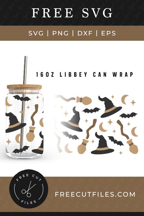 WitchHatAndBroom_16oz_LCW_FCF1925 Glass Can Wrap Svg Free, Wrap Svg Free, Can Glass Wrap Svg, Can Wrap Svg, Glass Wrap Svg, Can Glass Wrap, Glass Can Wrap, Witch Hats, Glass Wrap