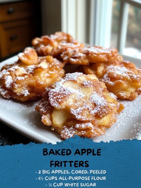 Apple Fritter Recipes Baked, Baked Apple Fritters Recipe, Easy Apple Fritters Recipe, Apple Fritters Recipe, Baked Apple Fritters, Apple Fritter, Fritters Recipe, Vanilla Glaze, Baked Apple