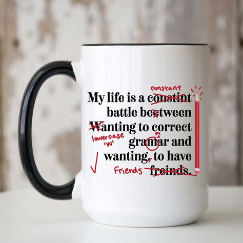 My Life is a Constant Battle Mug, Birthday Gift, Tea Mug, Coffee Mug, 15 oz Ceramic Mug, Funny Mug, Teacher Mug, English Teacher Gift 15oz Ceramic Mug Dishwasher & Microwave Safe Image is printed & permanent Appreciation Gifts Diy, Teacher Appreciation Gifts Diy, English Teacher Gifts, Bookmark Ideas, Mug Teacher, Teachers Gifts, Teacher Mug, Diy Teacher Gifts, Gift Tea