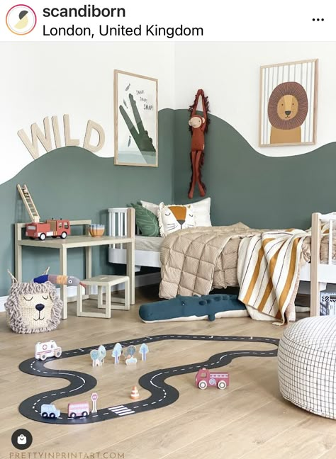 Blue And Green Boys Bedroom, Blue Kid Bedroom, Green Boys Bedroom Ideas, Sage Green Kids Bedroom, Toddler Boy Room Blue, Boys Room Wall Ideas, Blue Toddler Room Boy, Green Toddler Room Boy, Little Boys Bedroom Toddler