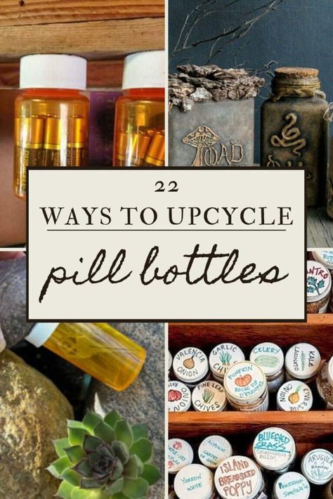 Upcycle Pill Bottles, Empty Pill Bottle Crafts, Reuse Pill Bottles, Upcycled Organization, Empty Medicine Bottles, Medicine Bottle Crafts, Pill Bottle Crafts, Diy Organizers, Reuse Crafts