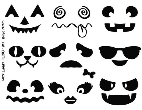 Free Printable Halloween Craft by Print-cut-paste-craft.com: Pumpkin faces | Print, Cut, Paste, Craft! Printable Pumpkin Faces, Pumpkin Face Templates, Halloween Cut Outs, Classroom Halloween Party, Face Cut Out, Free Printable Halloween, Pumpkin Template, Face Template, Jack O Lantern Faces