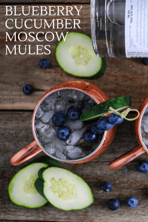 This Blueberry Cucumber Moscow Mule is full of fresh flavors with the berries and cucumber slices. Topped with lime juice, vodka and ginger beer, this variation on the classic is tasty! #gastronomblog #cocktails #recipe #blueberries #ginger Cucumber Moscow Mule Recipe, Vodka Soda Recipe, Blueberry Martini, Moscow Mule Cocktail, Moscow Mules, Bubble Gum Flavor, Mule Cocktail, Mule Recipe, Cucumber Slices