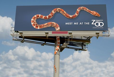 Milwaukee County Zoo snake billboard. Zoo Marketing, Billboard Ideas, Animal Conservation, Billboard Design, Water Park, Milwaukee, Marketing, Architecture, Animals