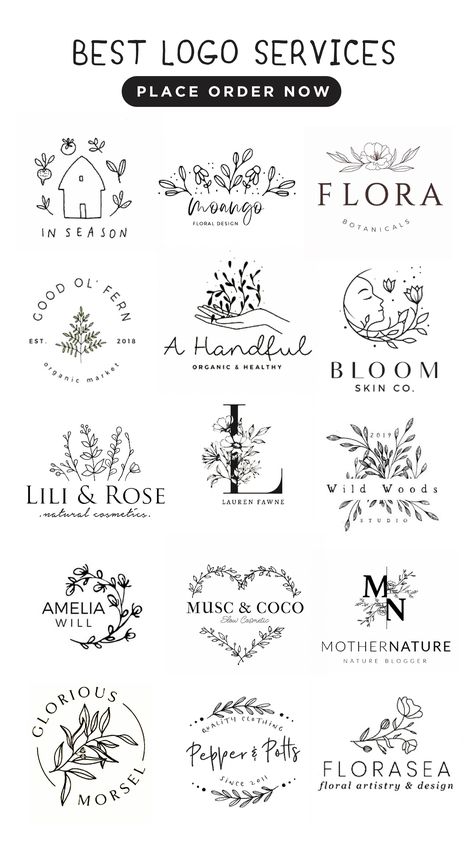 If you need a logo then visit us, we fulfill the queries regarding botanical and floral logos. Craft Logos Ideas, Logo Design Concepts, Floral Design Logos, Boho Floral Design, Modern Logos Minimalist, Floral Shop Logo Design, Handcraft Logo Design, Crafting Logo Ideas, Medspa Logo Design