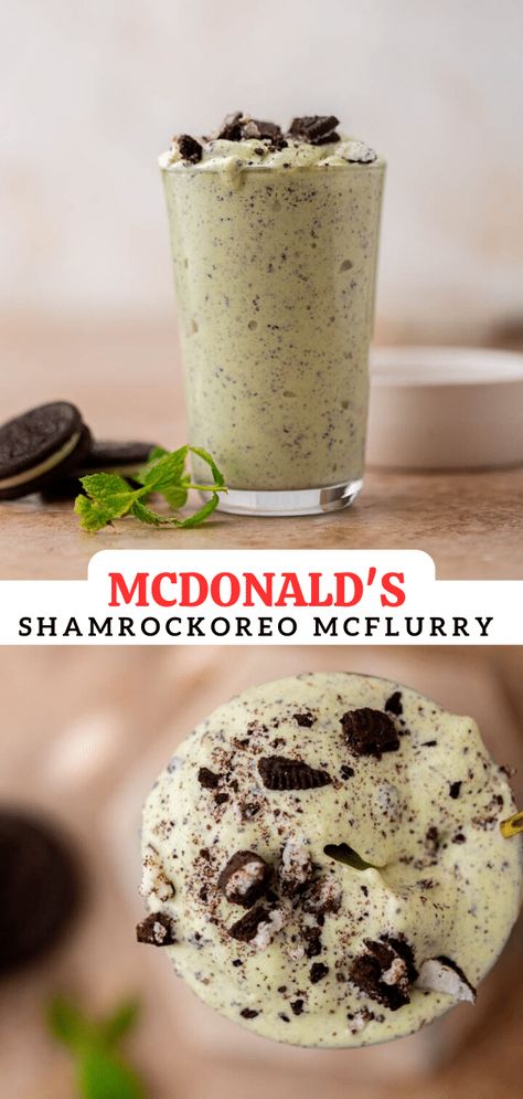 Making a homemade Shamrock Mcflurry recipe is life-changing, especially when your McDonald's never has a functioning ice cream machine! Vanilla Oreo Dessert, Mcflurry Recipe, Oreo Mcflurry, Vanilla Oreo, Oreo Shake, Vegetarian Cookies, Measuring Ingredients, Holiday Favorite Recipes, Sorbet Recipes